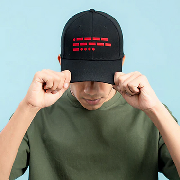 106 Morse Code Black-Red Cap