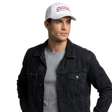 106 Morse Code White-Red Cap