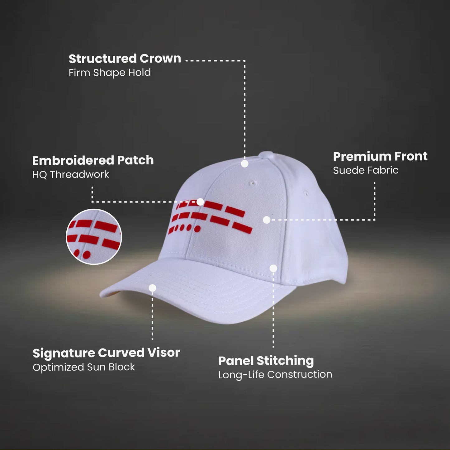 106 Morse Code White-Red Cap