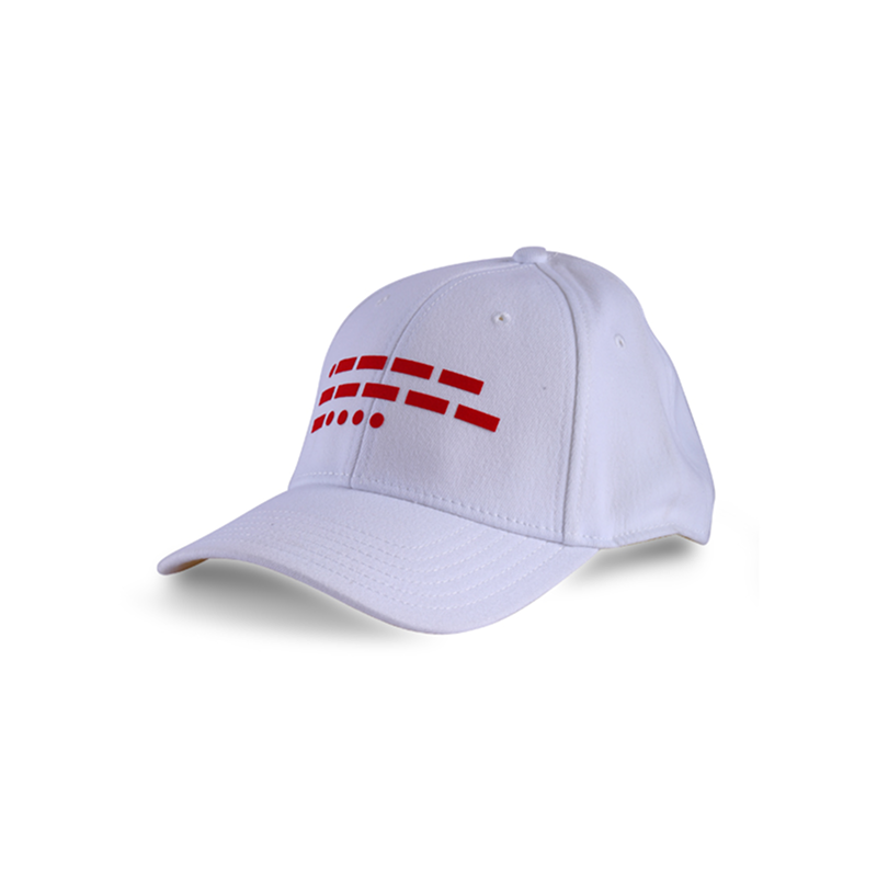 106 Morse Code White-Red Cap