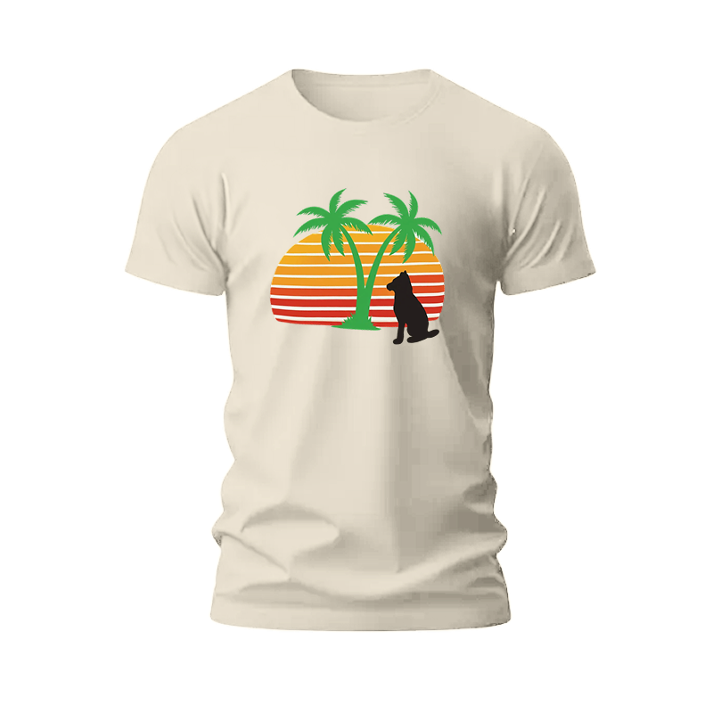 Palm Paradise Dog Graphic T-Shirt