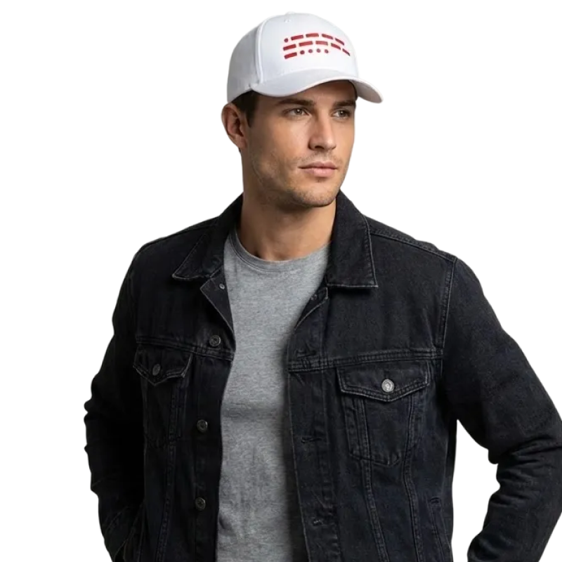 106 Morse Code White-Red Cap