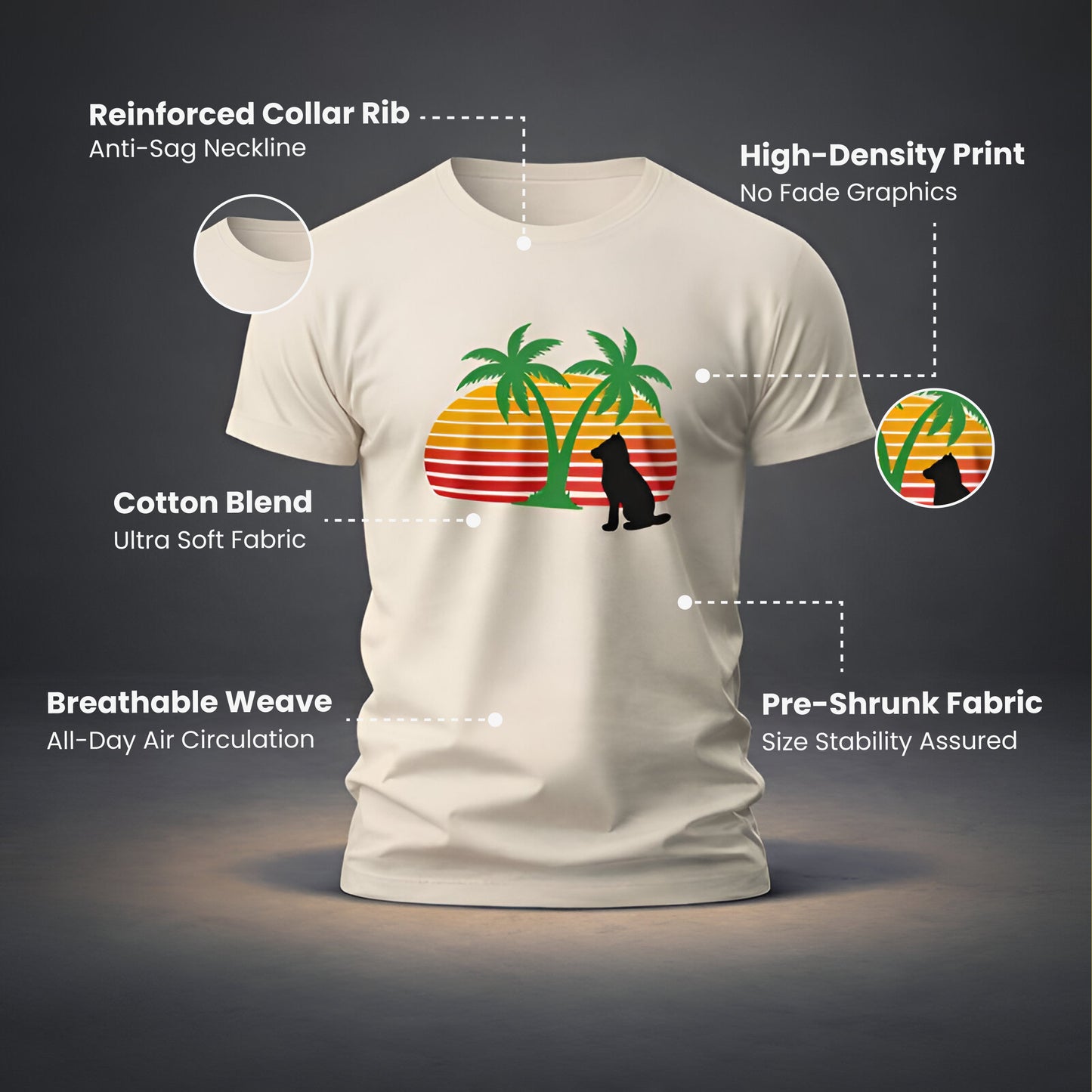 Palm Paradise Dog Graphic T-Shirt